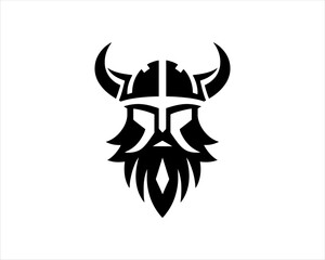 Viking Logo Design Vector Template. Nordic Viking logo. Viking face warrior modern simple logo. Viking Head Vector Illustration. Silhouette Nordic warrior symbol.