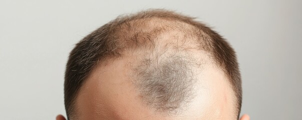 Obraz premium The concept of hair loss for a young man suffering from serious hair loss