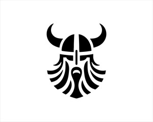 Viking Logo Design Vector Template. Nordic Viking logo. Viking face warrior modern simple logo. Viking Head Vector Illustration. Silhouette Nordic warrior symbol.