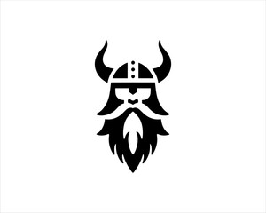 Viking Logo Design Vector Template. Nordic Viking logo. Viking face warrior modern simple logo. Viking Head Vector Illustration. Silhouette Nordic warrior symbol.