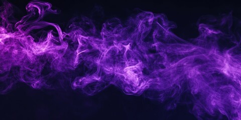 Purple smoke billowing against a black background creates a dramatic visual. The contrast of the purple smoke enhances the overall aesthetic on the striking black background.
