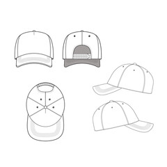 5 panel cap or trucker hat  mockup template clothing vector design