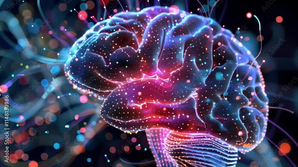 Aufkleber artificial intelligence processing big data creating colorful lights and connections in a futuristic
