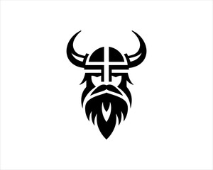 Viking Logo Design Vector Template. Nordic Viking logo. Viking face warrior modern simple logo. Viking Head Vector Illustration. Silhouette Nordic warrior symbol.