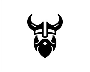 Viking Logo Design Vector Template. Nordic Viking logo. Viking face warrior modern simple logo. Viking Head Vector Illustration. Silhouette Nordic warrior symbol.