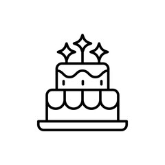 New year cake outline icons, minimalist vector illustration ,simple transparent graphic element .Isolated on white background