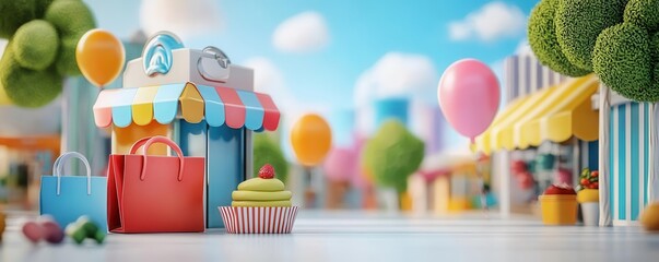 Omni-channel marketing, seamless customer journey, 3D illustration, integrated retail concept