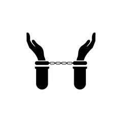 handcuffed hands icon. Court icon. lawyer and justice icon logo vector.