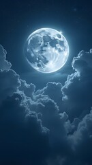 Obraz premium There is a full moon in the night sky with clouds. 3D illustration. generated by AI