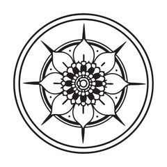Fototapeta premium Easy Mandala Black and White Circle Outline - Mandala Coloring Pages for Adults and Kids - Simple Mandalas Artwork Vector