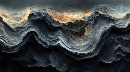 Obraz premium An abstract view of a teracon from a higher angle, showing the texture of the earth in smooth, curved lines,