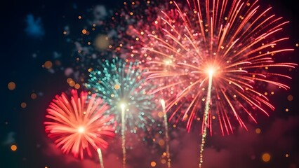 Obraz premium Beautiful colorful firework display for celebration happy new year. Generated by AI