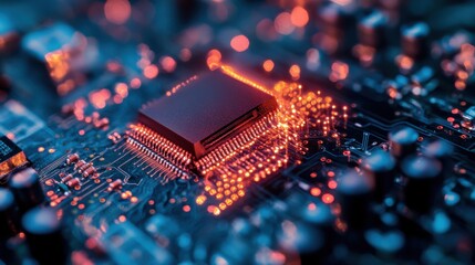 Closeup Circuit Board Microchip Technology Computer Hardware System