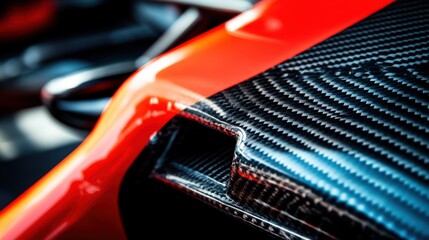 Red Sports Car Carbon Fiber Detail Aerodynamics, Speed, Design