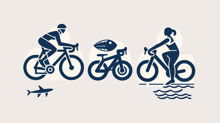 Obraz premium Triathlon Activity Icons: Swimming, Bicycle, Running