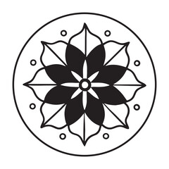 Fototapeta premium Easy Mandala Black and White Circle Outline - Mandala Coloring Pages for Adults and Kids - Simple Mandalas Artwork Vector