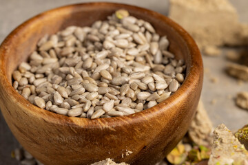 halva made from roasted sunflower seeds and crushed into one solid mass