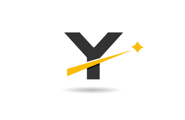 Y letter alphabet logo icon design with yellow star and black color line cut for company and business