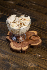 sweet cold ice cream with natural maple syrup