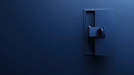 Creative lock interface on blue background with mock up place. Digital security and protection concept. 3D Rendering