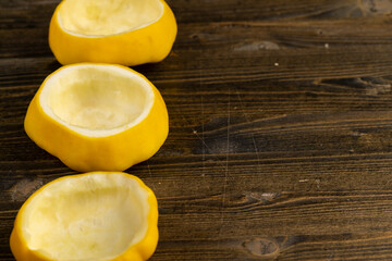 peeled and cut pumpkins on top for baking with meat