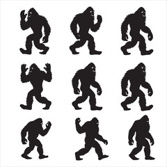 set of vector bigfoot silhouette	
