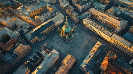 Obraz premium Helsinki, Finland. City center aerial view. Helsinki Cathedral. Senate square. Market Square, From Drone.