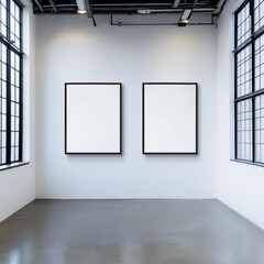Black Frame on White Wall in Modern Loft Style Interior