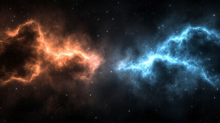 Fototapeta premium Cosmic Nebula Orange Blue Stellar Clouds Galaxy Background Space Art