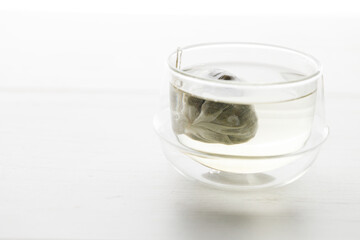 cup of hot tea and tea bag