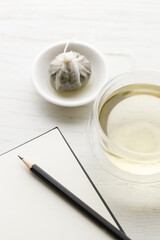 cup of hot tea and tea bag