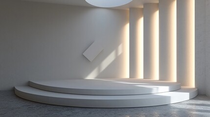 Obraz premium Minimalist White Platform Stage Room Design