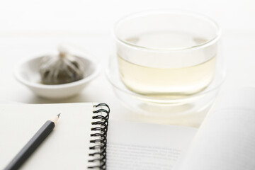 cup of hot tea and tea bag