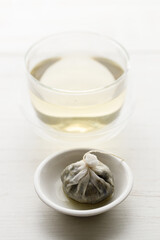 cup of hot tea and tea bag