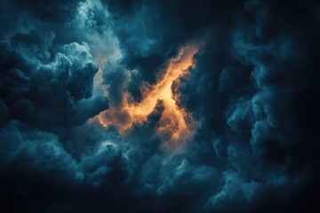 Dark sky during thunderstorm or dark clouds background