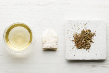 cup of hot tea and tea bag