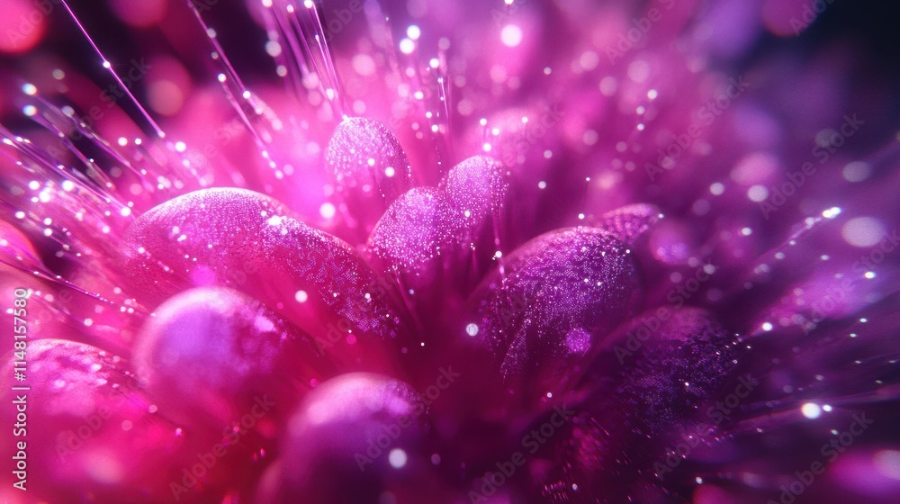 Poster abstract background representing data particles in a technological environment, each particle convey