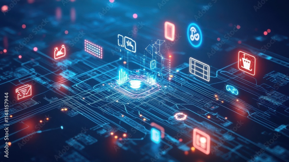 Poster abstract technology background with global network connection and internet of things concept