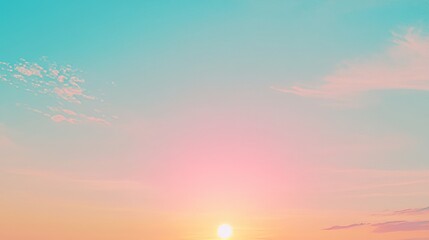 Fototapeta premium Pastel Sunset Sky with Soft Clouds and Sun