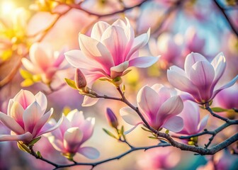 Obraz premium Long Exposure Magnolia Bloom Closeup - Obscured Petals, Soft Focus, Dreamy Floral Photography