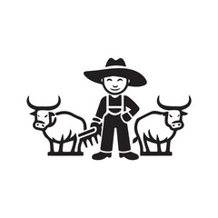 Black and White cute cartoon field mouse simple line illustration