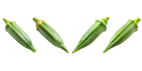 Fresh okra vegetable item isolated on transparent background