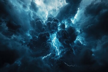 Dark storm clouds with lightning and thunder.