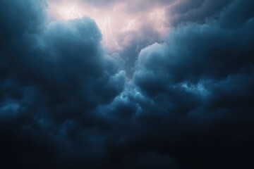 Obraz premium Dark storm clouds with lightning and thunder.