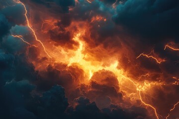 Lightning  Lightning thunderstorm flash over the sky.