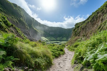 Na Pali Coast view from ocean- Kauai Hawaii. Beautiful simple AI generated image