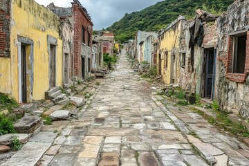Serene Sunset at Mohegan Bluffs Beach - Block Island's Rugged Beauty Captured in Golden Hour. Beautiful simple AI generated image