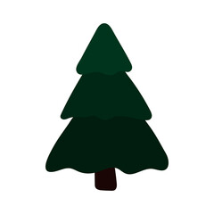 Christmas Tree, Flat Style, Solid Fill, Line Art, Vector Illustration
