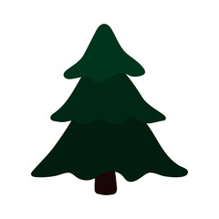 Christmas Tree, Flat Style, Solid Fill, Line Art, Vector Illustration