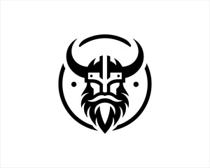 Viking Logo Design Vector Template. Nordic Viking logo. Viking face warrior modern simple logo. Viking Head Vector Illustration. Silhouette Nordic warrior symbol.